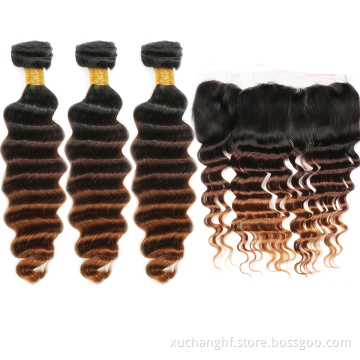 Best quality ombre and 613 Bundles Raw Virgin Cuticle Aligned Hair Human Hair Weave Loose Deep Wholesale Indian hair extension
